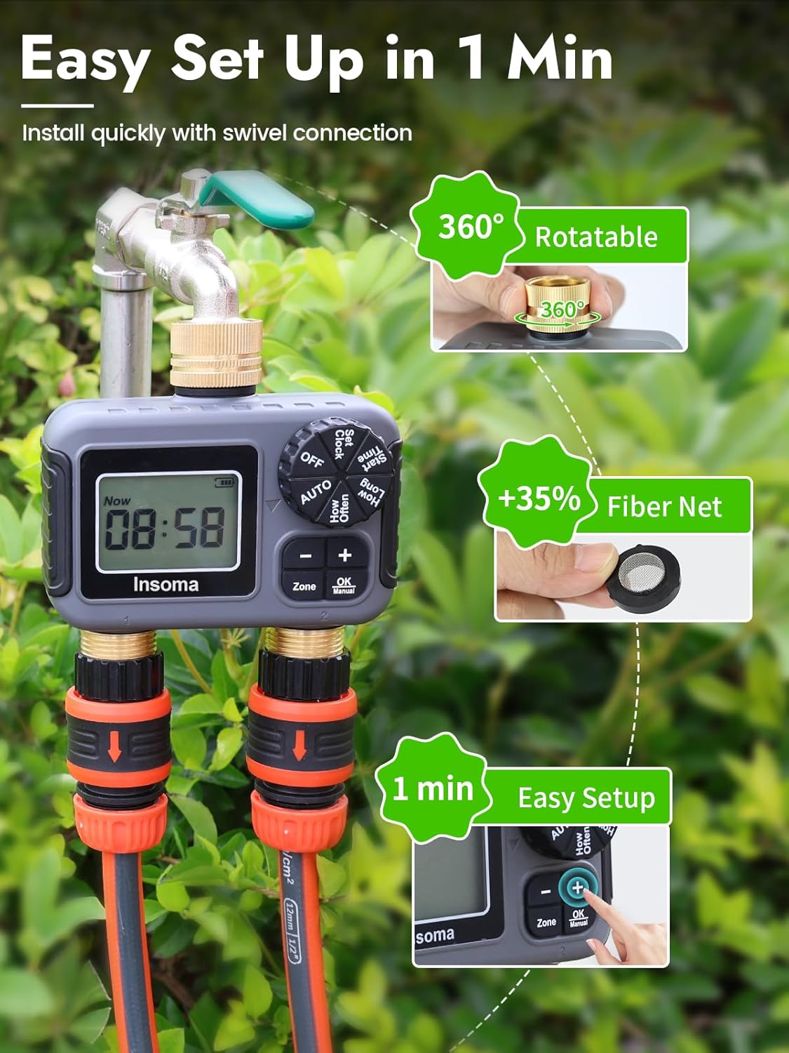 Insoma Smart Irrigation Wateri - Timer Dual Outlet recensione e prezzo