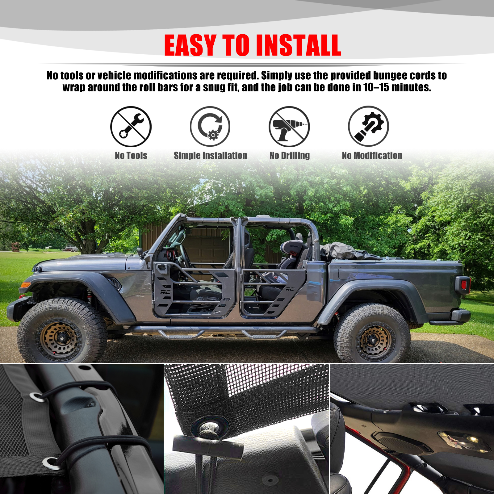 For Jeep Gladiator JT 4 Door A - Screen Top Mesh recensione e prezzo