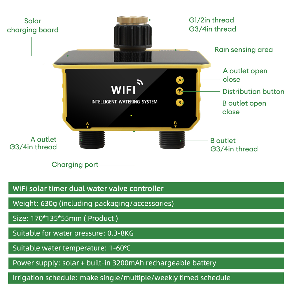 WiFi Solar Timer Dual Water Va - Timer Dual Outlet recensione e prezzo